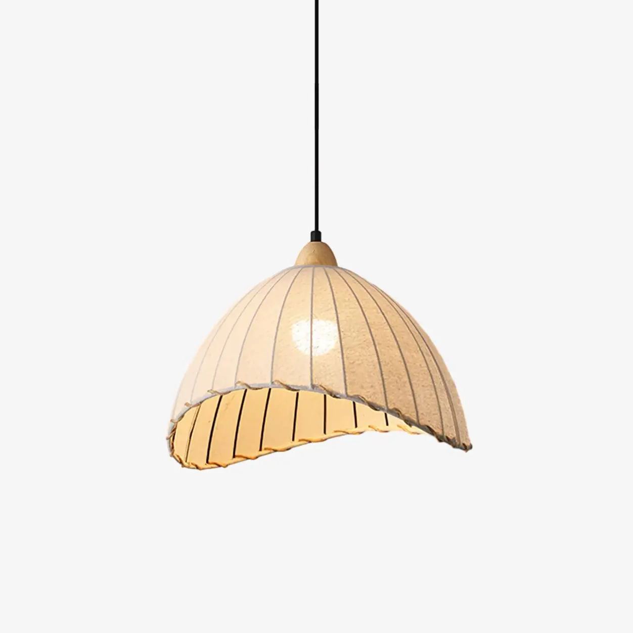 Rattan Fabric Pendant Lamp Beige Dome Shape For Kitchen Image - 3 | homeyfad