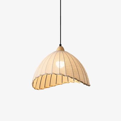 Rattan Fabric Pendant Lamp Beige Dome Shape For Kitchen Image - 3