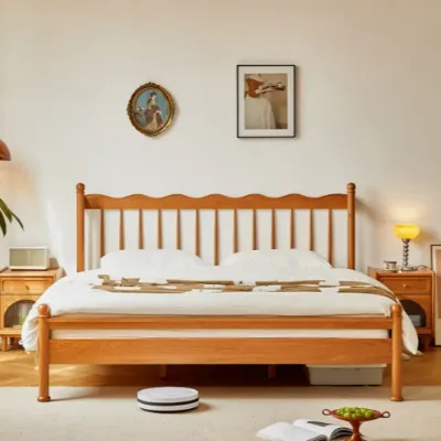 Natural Light Wood Platform Bed Frame
