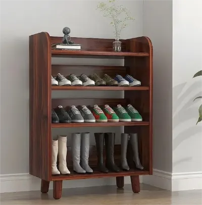 wood open shoe rack