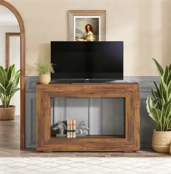 Wood Console Table Rectangular with Shelf