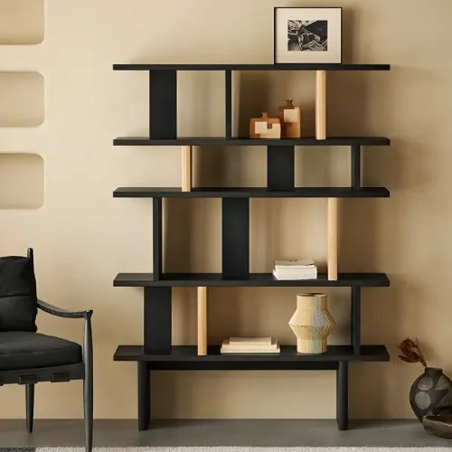  Black Ladder Bookcase for Living Room