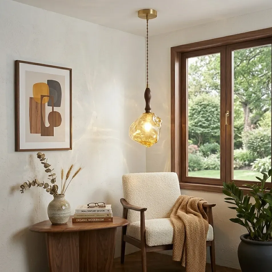 Amber Irregular Crystal Pendant Light