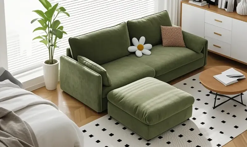green sofa