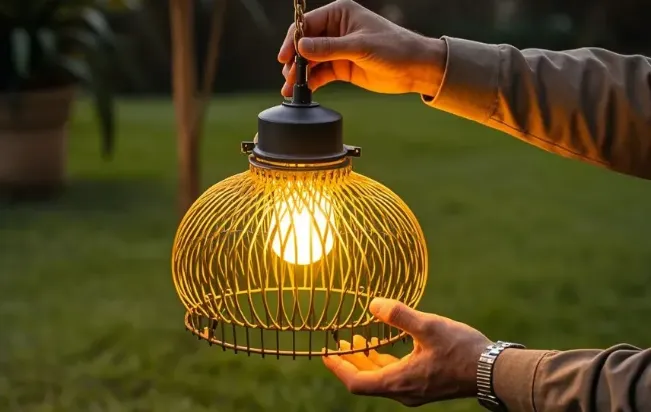outdoor pendant light hangs