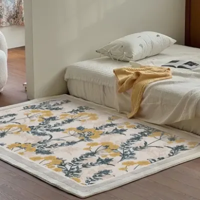 Floral Rectangle Rug for Living Room