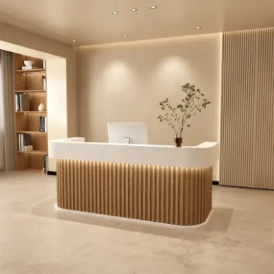 Modern Wooden Reception Front Desk