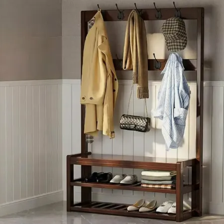 Wood Hall Tree with Storage Bench