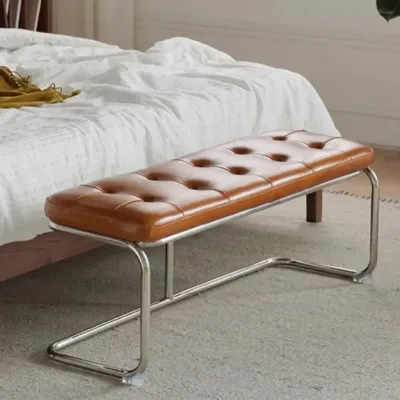 Rectangular Leather Bedroom Bench