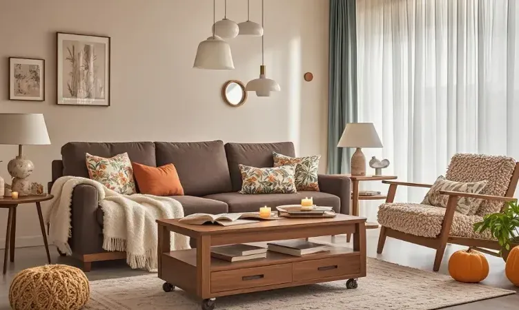 Small Living Room with a Dark Brown Sofa