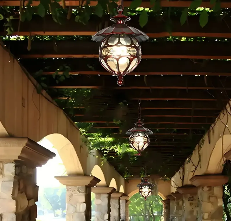 vintage bronze glass globe outdoor pendant light
