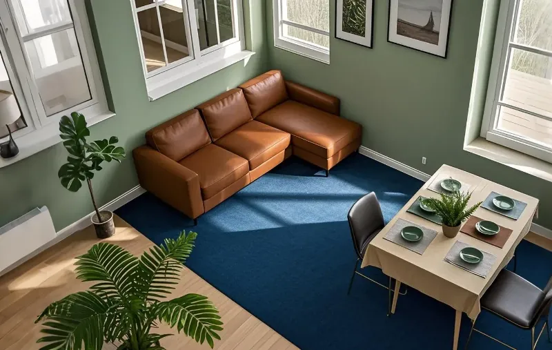 brown leather sofa in livingroom