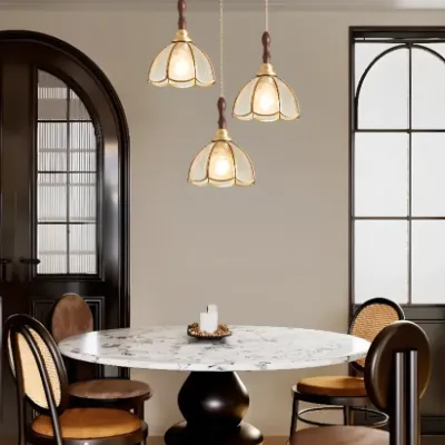 Glass Brass Pendant Light for Dining Room