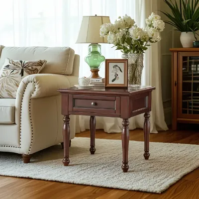 Square End Table with Drawer for Living Room