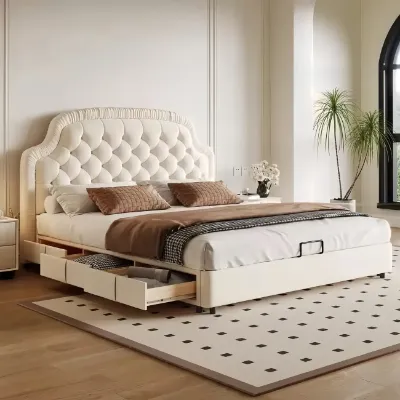 Luxury Cotton Upholstered Lift Up Storage Bed