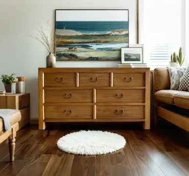Traditional Brown Wood Dresser 