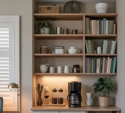 Bookcases Transformed into Professional Coffee Stations&nbsp;