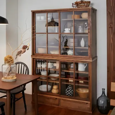 Wood China Cabinet with Glass Doors