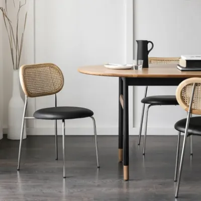 Round Leather Upholstered Dining Chair