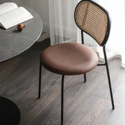 Round Leather Upholstered Dining Chair