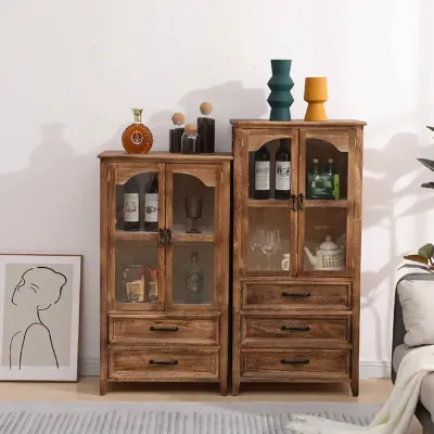 Traditional China Cabinet with Glass Doors