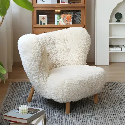 Mid-Century Modern Flannel Accent Chair 