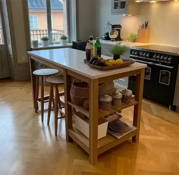 Bar Table as an Island and Dining Table