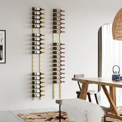 Gold Metal Wall Mounted Wine Rack