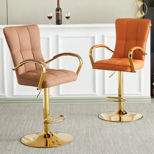 Glam Leather Adjustable Bar Stools with High Back for Home Bars Image - 1 | homeyfad