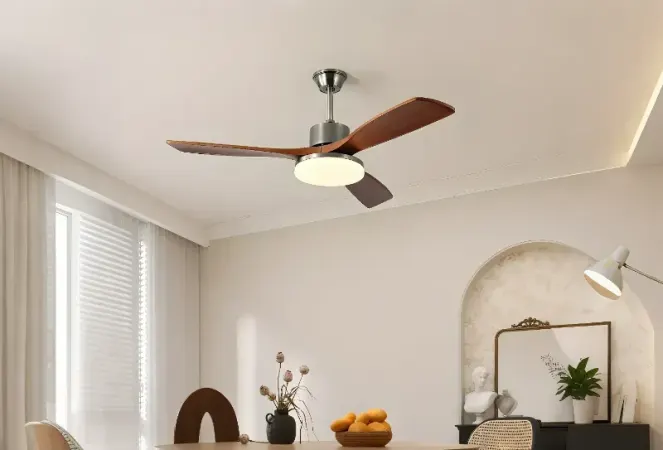 ceiling fan above dining table