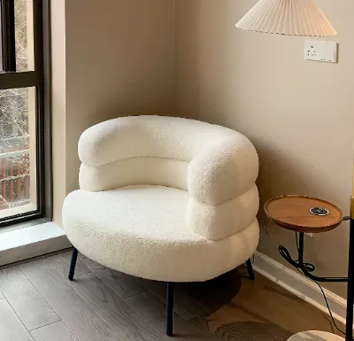 Boucle Accent Chair with Cushions & Arched Arm