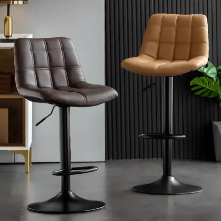 Faux Leather Swivel Adjustable Bar Stools  | homeyfad