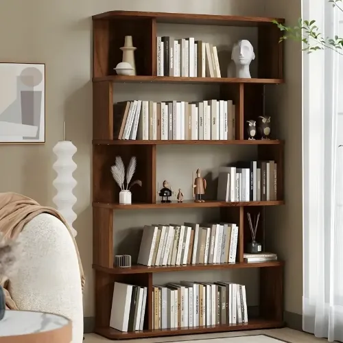 Tall Open Back 6-Shelf Wood Bookcase | homeyfad