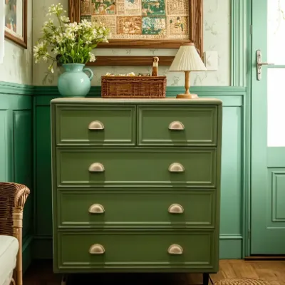Green Vertical Wooden Dresser