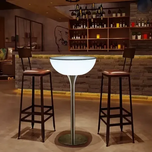 Modern Lighting White Acrylic Silver Metal Bar Tables Image - 1 | homeyfad