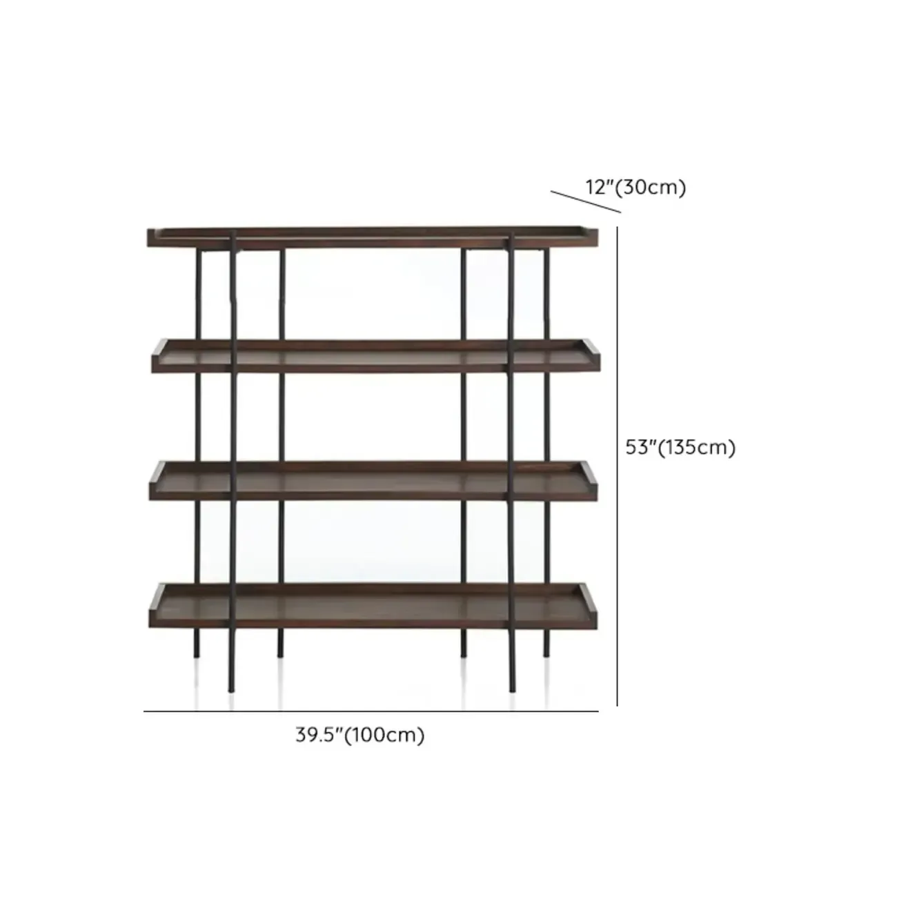 Industrial Etagere Bookshelf Metal and Wood 5-Tier Open Storage