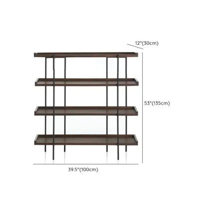 Industrial Etagere Bookshelf Metal and Wood 5-Tier Open Storage
