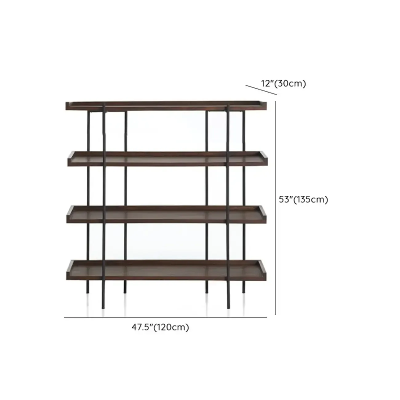 Industrial Etagere Bookshelf Metal and Wood 5-Tier Open Storage | homeyfad