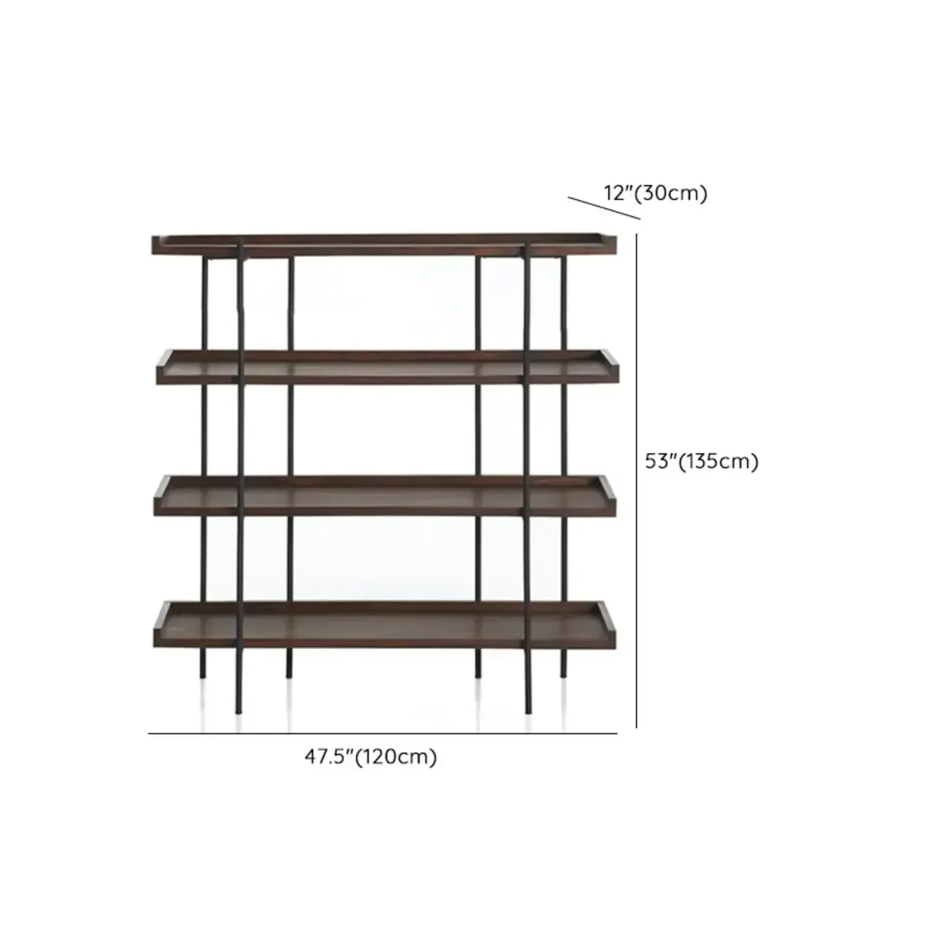 Industrial Etagere Bookshelf Metal and Wood 5-Tier Open Storage