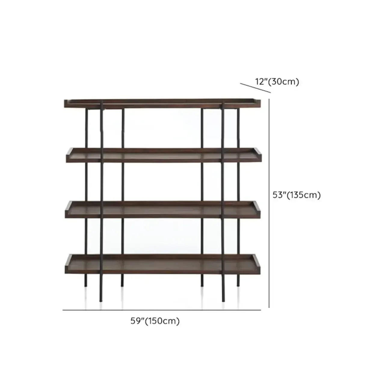 Industrial Etagere Bookshelf Metal and Wood 5-Tier Open Storage