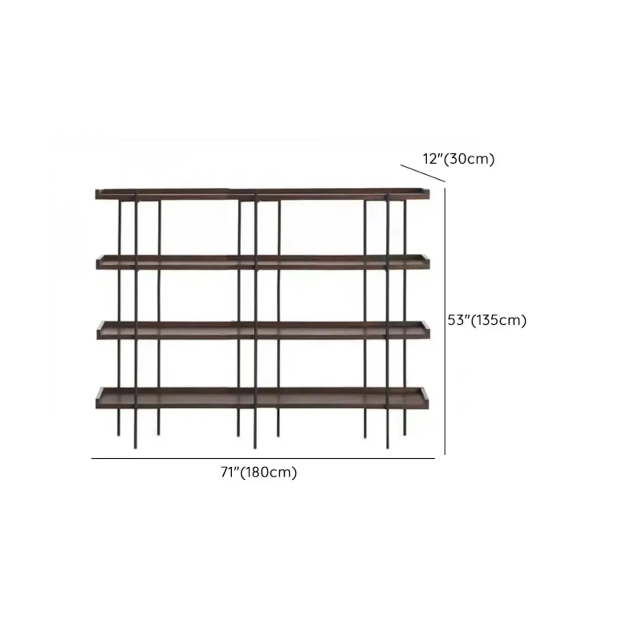 Industrial Etagere Bookshelf Metal and Wood 5-Tier Open Storage | homeyfad