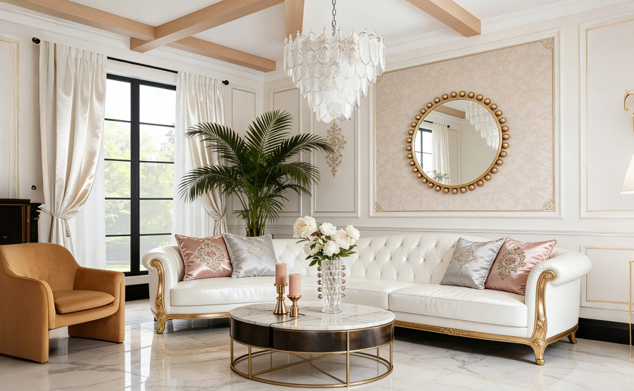 Elegant Leaf-Shaped Glass Crystal Chandelier