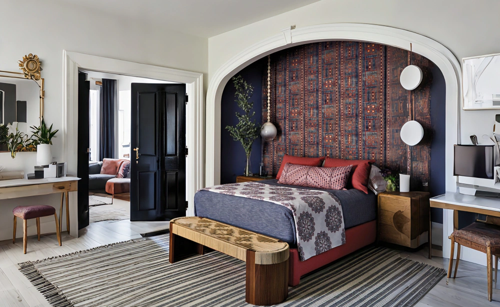 master bedroom with architectural alcove