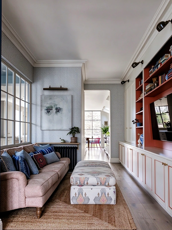 modern long narrow living room
