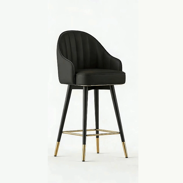 Art Deco Leather Swivel Bucket Cushioned Bar Stool | homeyfad