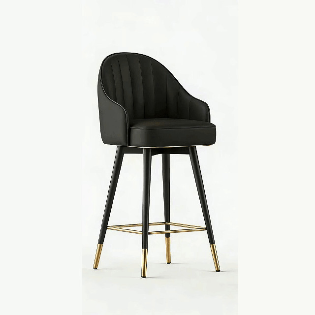 Art Deco Leather Swivel Bucket Cushioned Bar Stool | homeyfad