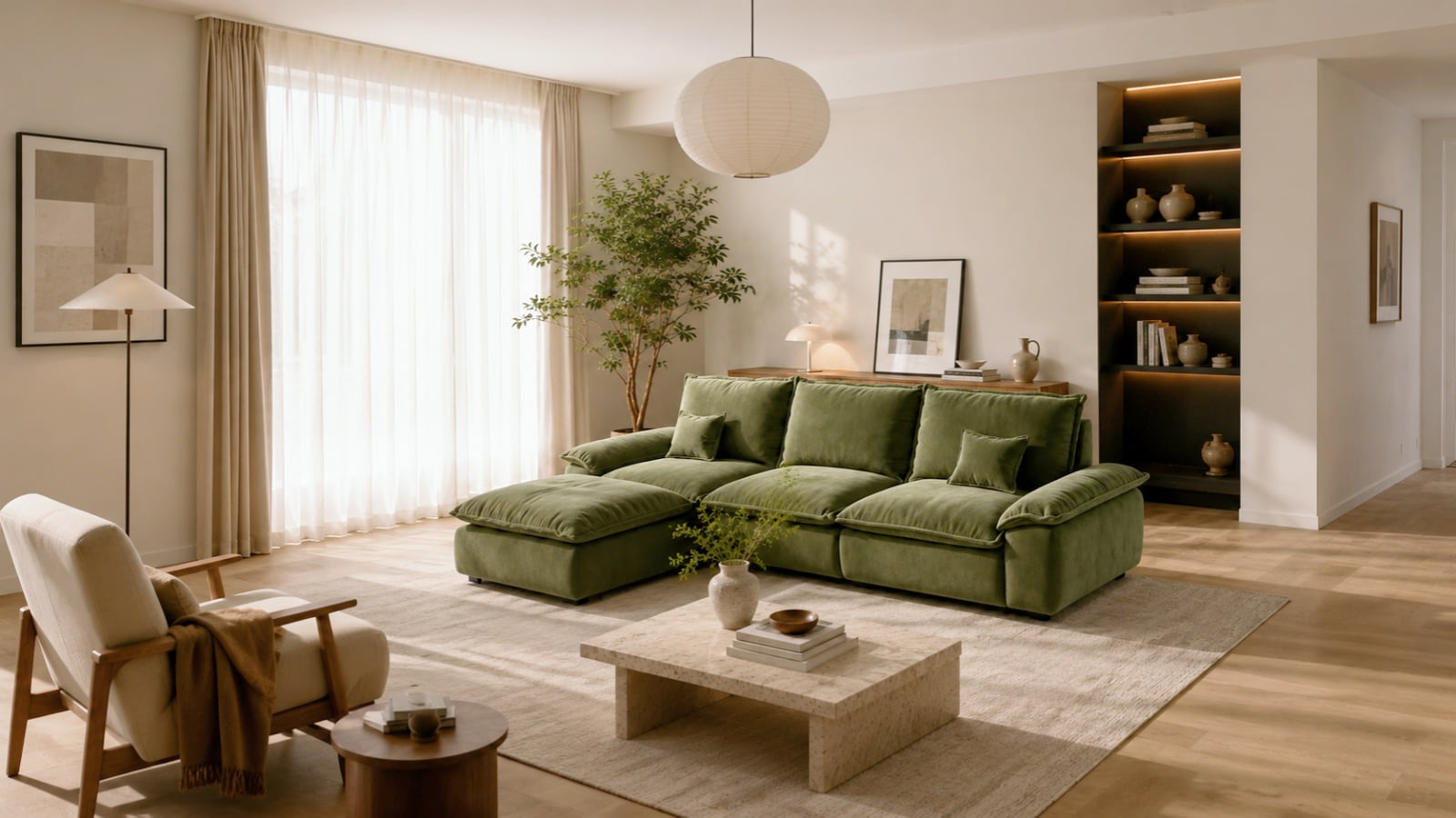 A living room with the green sofa | homeyfad