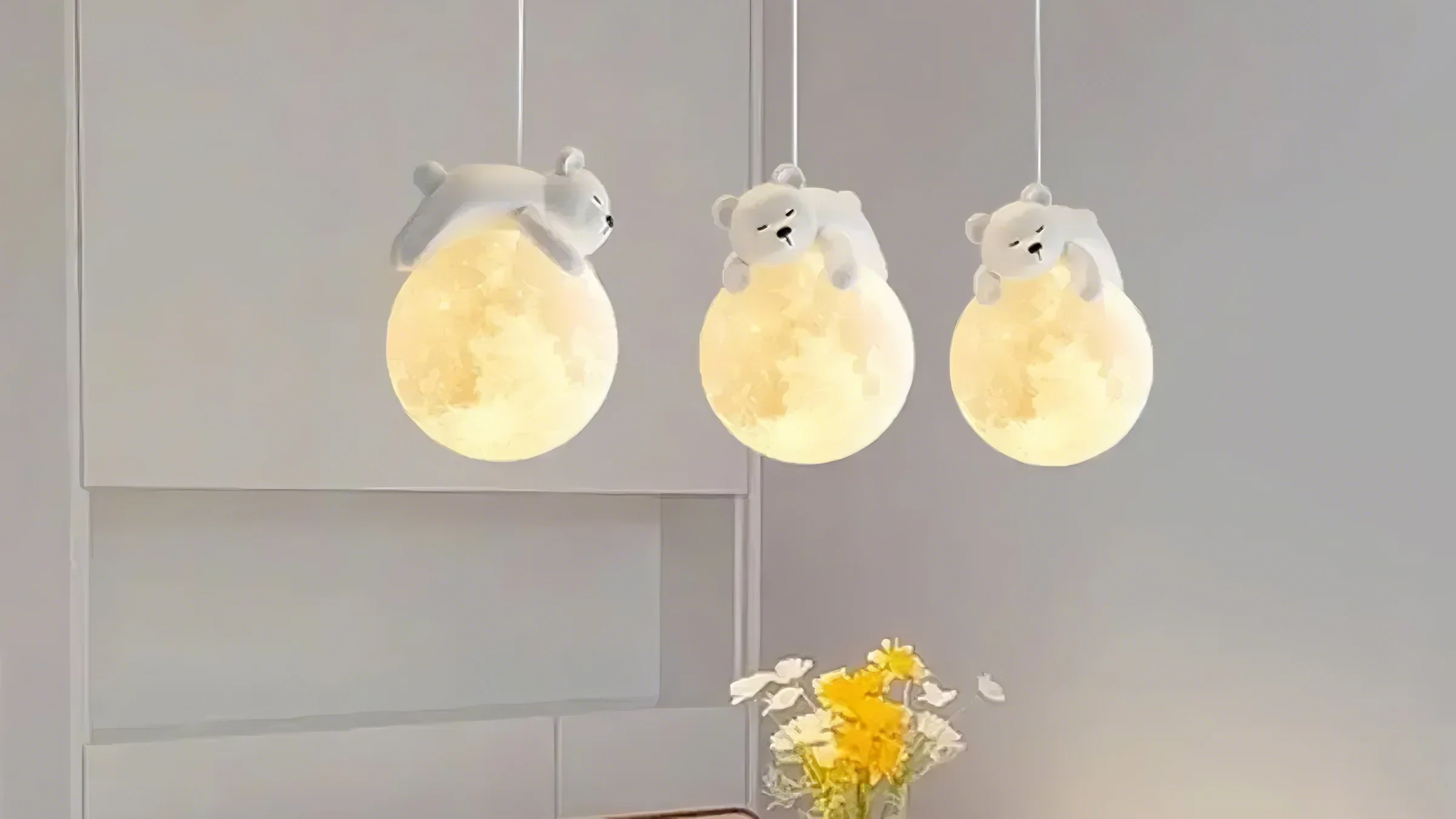 Cute Bear-Moon LED office Pendant Light