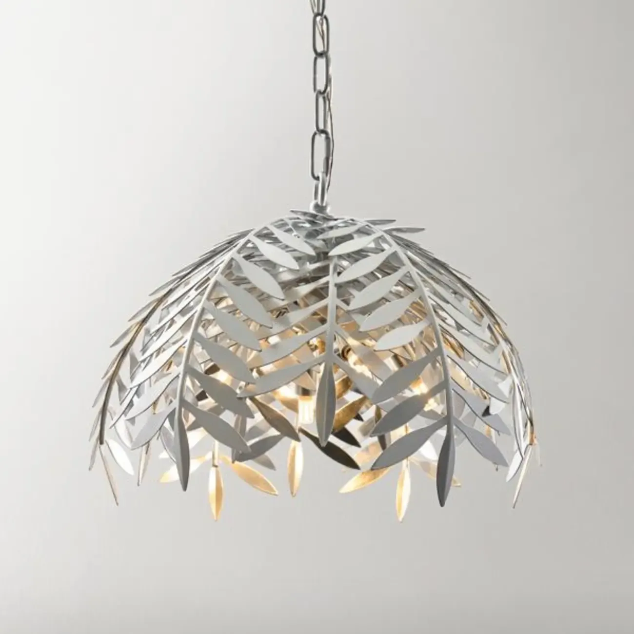 Modern Metal Silver Leaf Shape Pendant Light Image - 9