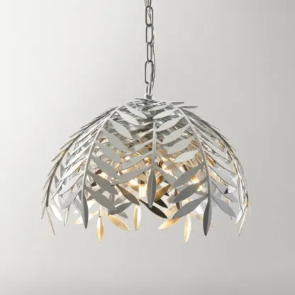 Modern Metal Silver Leaf Shape Pendant Light Image - 9